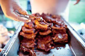 Browned meats from the Angus Barn await serving.